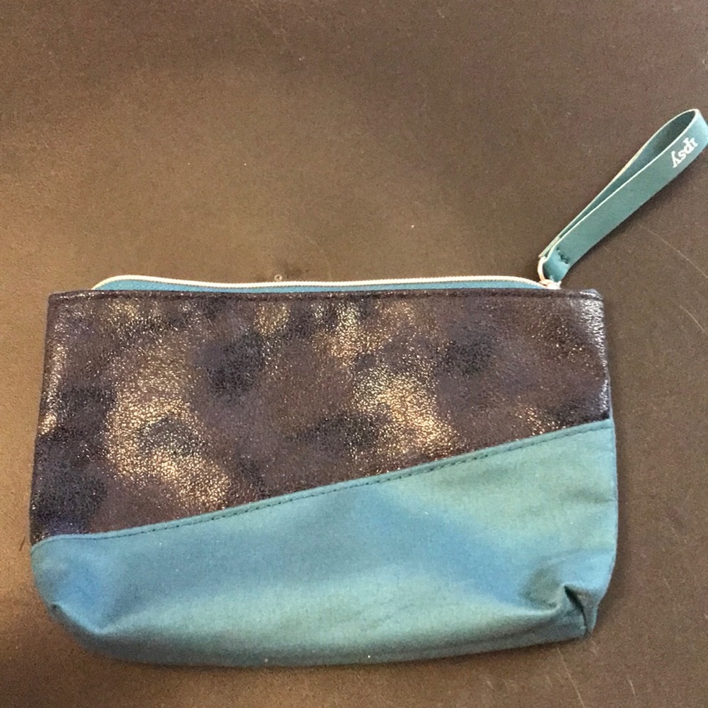 Ipsy faux leather and cloth makeup bag